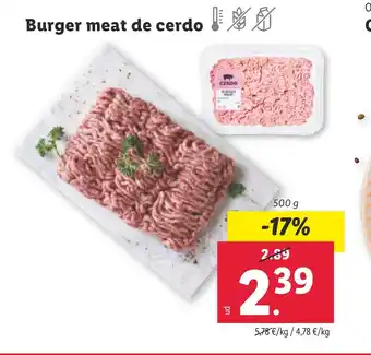 Lidl Burger meat de cerdo oferta