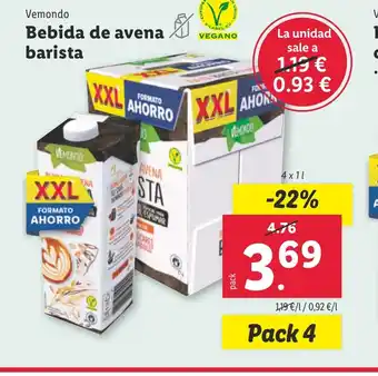 Lidl Bebida de avena barista oferta