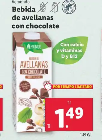 Lidl Bebida de avellanas con chocolate oferta