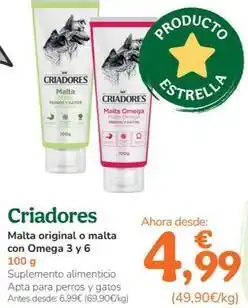 TiendAnimal Criadores - malta original o malta con omega 3 y 6 oferta