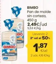 Autoservicios Familia Bimbo - pan de molde sin corteza oferta