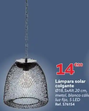 GiFi Lámpara solar colgante 018,5xAlt.20 cm, metal, blanco cálido, luz fija, 5 LED Ref. 576154 oferta