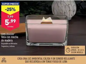 Home creation - vela con mecha de madera