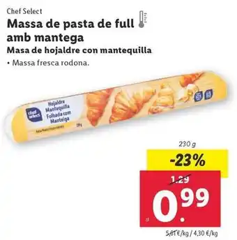 Lidl Chef select - masa de hojaldre con mantequilla oferta