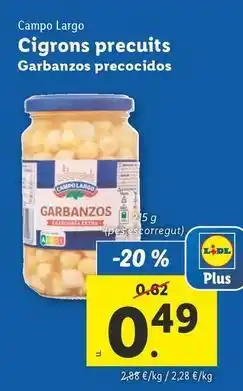 Lidl Campo largo - garbanzos precocidos oferta