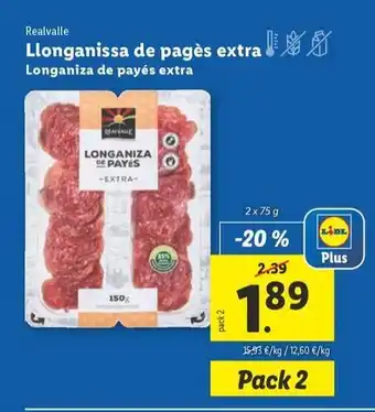 Lidl Realvalle - longaniza de payés extra oferta