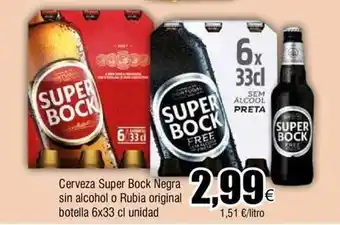 FROIZ Super bock - cerveza negra sin alcohol o rubia original botella 6x oferta