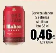FROIZ Mahou - cerveza 5 estrellas sin filtrar oferta