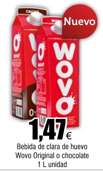 FROIZ Bebida de clara de huevo Wovo Original o chocolate 1 L unidad oferta