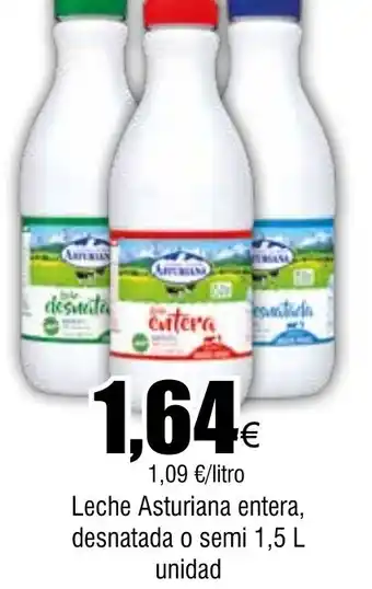 FROIZ Leche Asturiana entera, desnatada o semi 1,5 L unidad oferta