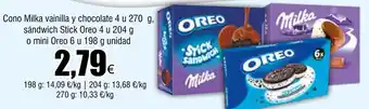FROIZ Cono Milka vainilla y chocolate 4 u 270 g, oferta