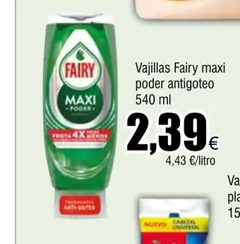 FROIZ Vajillas Fairy maxi poder antigoteo 540 ml oferta