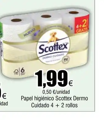 FROIZ Papel higiénico Scottex Dermo Cuidado 4+2 rollos oferta