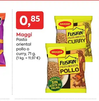 Suma Supermercados Maggi pasta oriental pollo o curry oferta