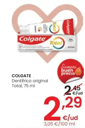 Eroski Colgate Dentifrico original Total, 75 ml oferta