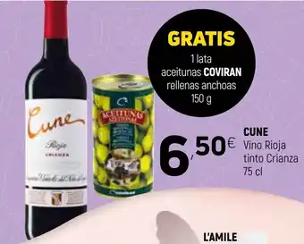 Coviran Cune Vino Rioja tinto Crianza 75cl oferta