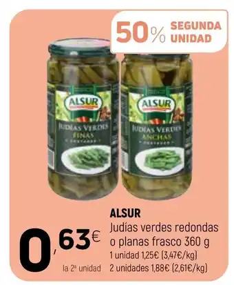 Coviran Alsur Judias verdes redondas o planas frasco, 360g oferta