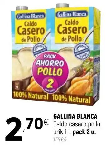 Coviran Gallina Blanca Caldo casero pollo brik 1 L pack 2 u oferta
