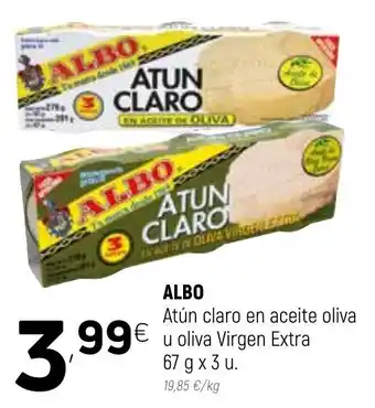 Coviran Albo Atún claro en aceite oliva u oliva Virgen Extra 67g x 3 u. oferta