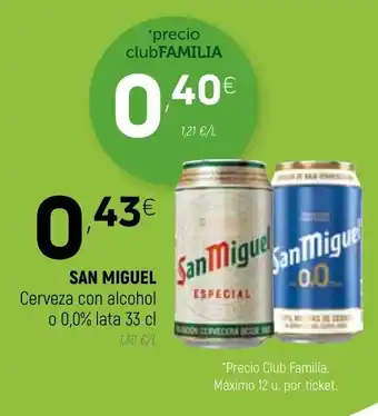 Coviran San Miguel Cerveza con alcohol o 0,0% lata 33cl oferta