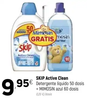 Coviran Skip Active Clean Detergente liquido 50 dosis + Mimosin azul 60 dosis oferta