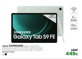 El Corte Inglés Tablet SAMSUNG Galaxy Tab S9 FE oferta