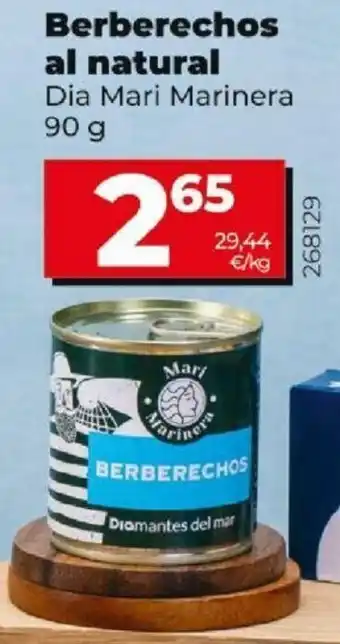 Dia Berberechos al natural Dia Mari Marinera 90g oferta
