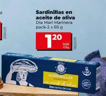Dia Sardinillas en aceite de oliva Dia Mari Marinera pack-2 x 65 g oferta