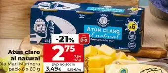 Dia Atún claro al natural Dia Mari Marinera pack - 6 x 60g oferta