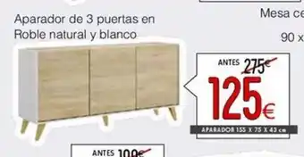 Atrapamuebles Aparador de 3 puertas en Roble natural y blanco oferta