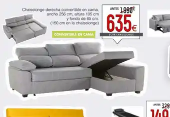 Atrapamuebles Chaiselonge derecha convertible en cama oferta