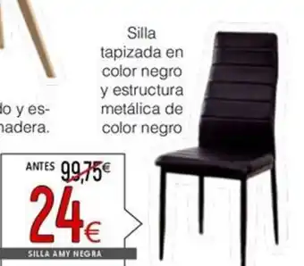 Atrapamuebles Silla tapizada en color negro y estructura metálica de color negro oferta