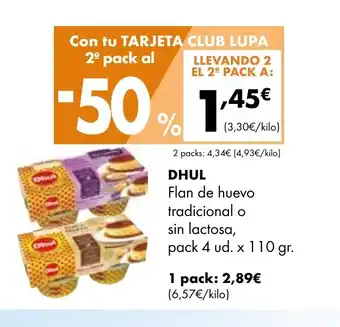 Supermercados Lupa DHUL Flan de huevo tradicional o sin lactosa oferta