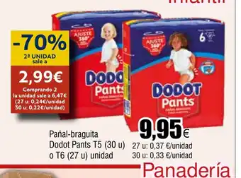 FROIZ Pañal-braguita Dodot Pants T5 (30 u) o T6 (27 u) unidad oferta