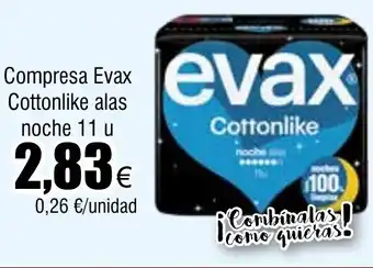 FROIZ Compresa Evax Cottonlike alas noche 11 u oferta