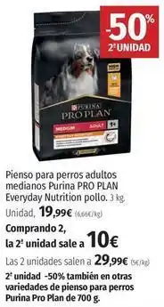 El Corte Inglés Purina - pienso para perros adultos medianos pro plan everyday nutrition pollo oferta