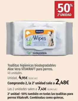 El Corte Inglés Vitakraft - toallitas higiénicas biodegradables aloe vera oferta