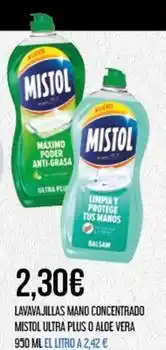 Claudio Mistol - lavavajillas mano concentrado ultra plus o aloe vera oferta