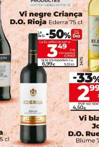 Dia Vi negre Criança D.O. Rioja Ederra 75 cl oferta