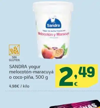 HiperDino SANDRA yogur melocotón-maracuyá o coco-piña, 500 g oferta