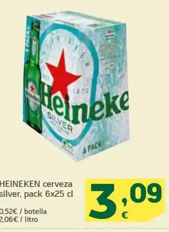 HiperDino HEINEKEN cerveza silver, pack 6x25 cl oferta