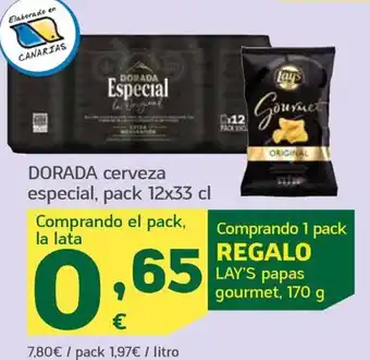 HiperDino DORADA cerveza especial, pack 12x33 cl oferta