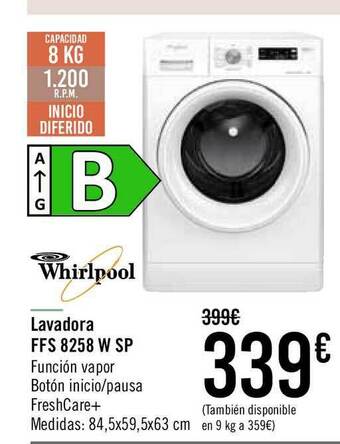 Carrefour Whirlpool Lavadora FFS 8258 W SP oferta