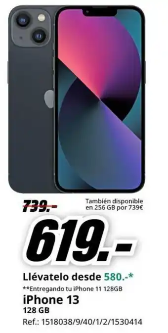 MediaMarkt iPhone 13 128 GB oferta