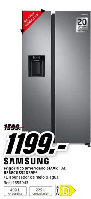 Frigorífico americano SMART AI RS68CG852DS9EF