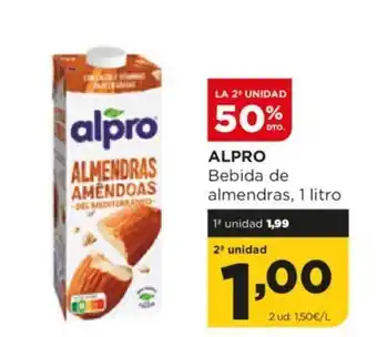 Alimerka ALPRO Bebida de almendras, 1 litro oferta