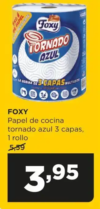 Alimerka FOXY Papel de cocina tornado azul 3 capas, oferta