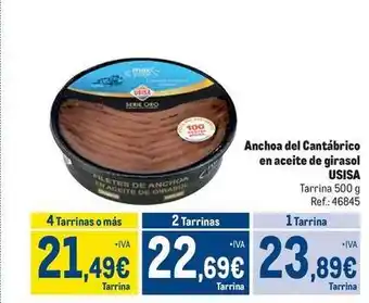 Makro Usisa - anchoa del cantábrico en aceite de girasol oferta