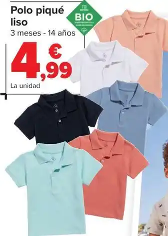 Carrefour Polo piqué liso oferta