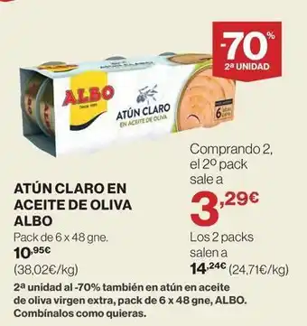 Hipercor Albo - atún claro en aceite de oliva oferta